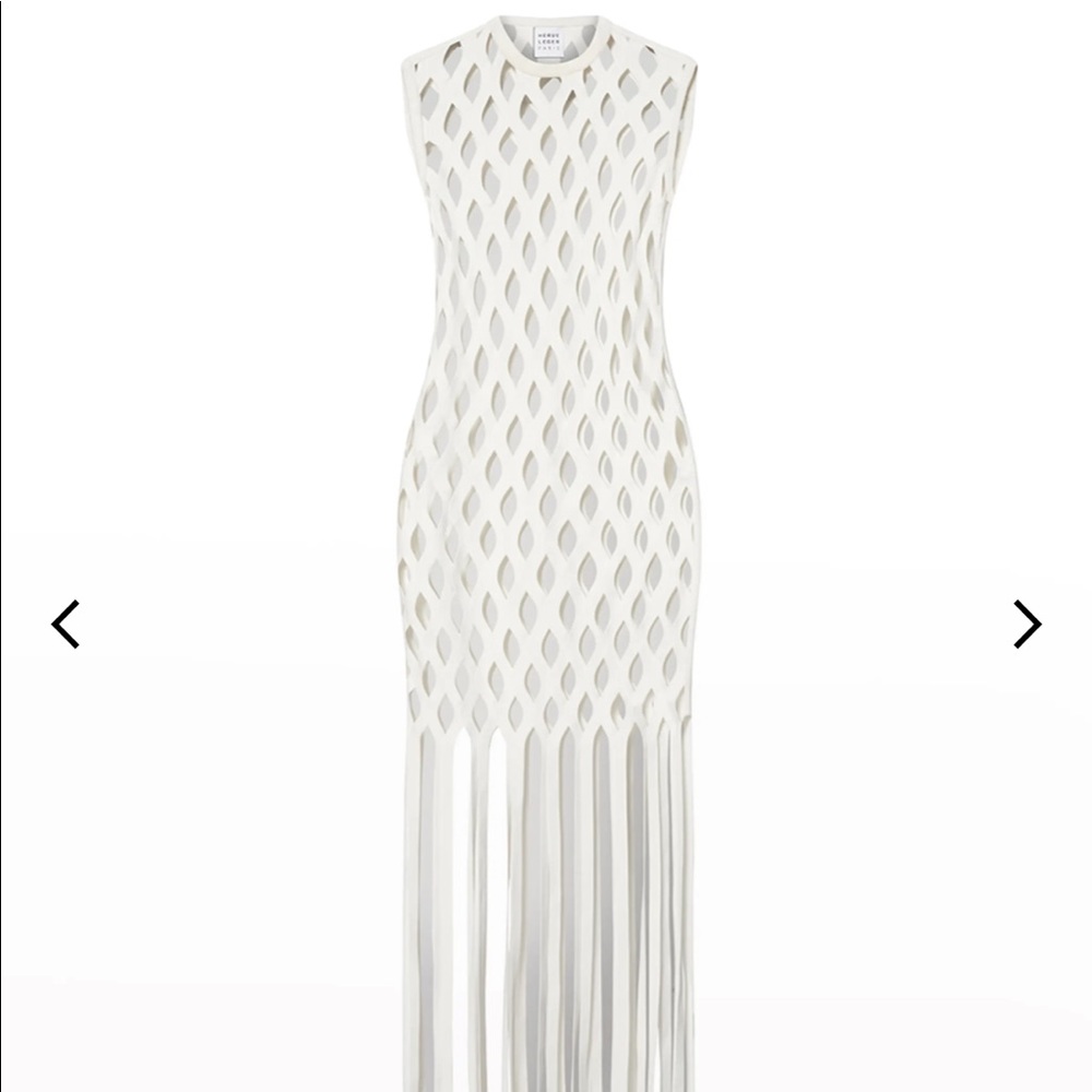 HERVE LEGER
Fishnet Bandage Fringed Gown